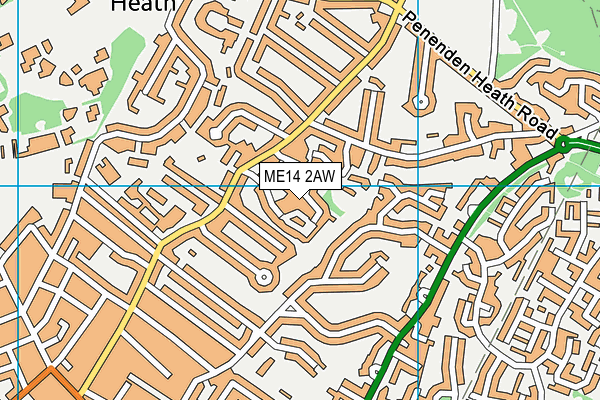 ME14 2AW map - OS VectorMap District (Ordnance Survey)