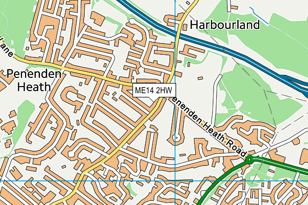 ME14 2HW map - OS VectorMap District (Ordnance Survey)