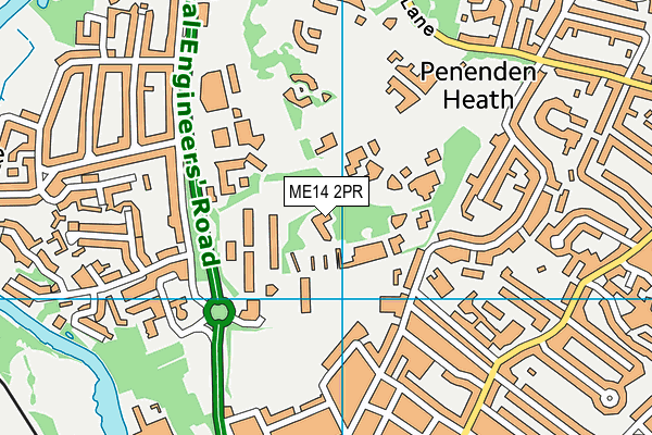 ME14 2PR map - OS VectorMap District (Ordnance Survey)