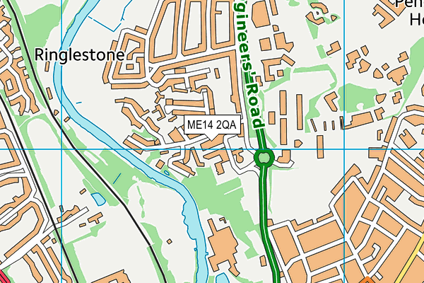 ME14 2QA map - OS VectorMap District (Ordnance Survey)