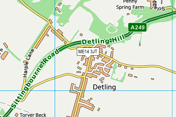 Detling C E Primary School (Closed) map (ME14 3JT) - OS VectorMap District (Ordnance Survey)