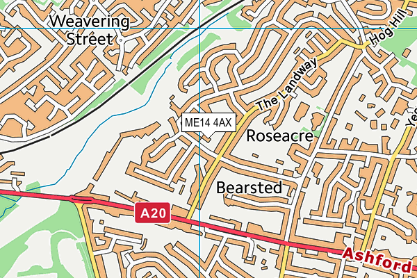 ME14 4AX map - OS VectorMap District (Ordnance Survey)