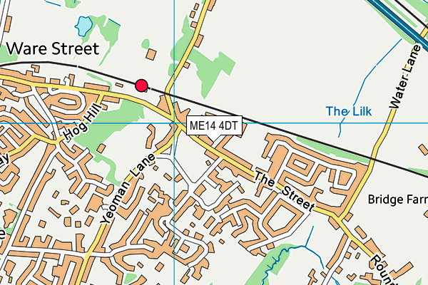 ME14 4DT map - OS VectorMap District (Ordnance Survey)