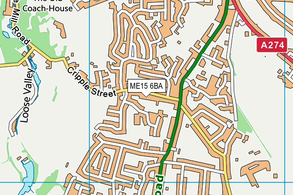 ME15 6BA map - OS VectorMap District (Ordnance Survey)