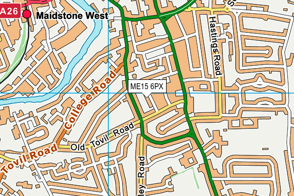 ME15 6PX map - OS VectorMap District (Ordnance Survey)