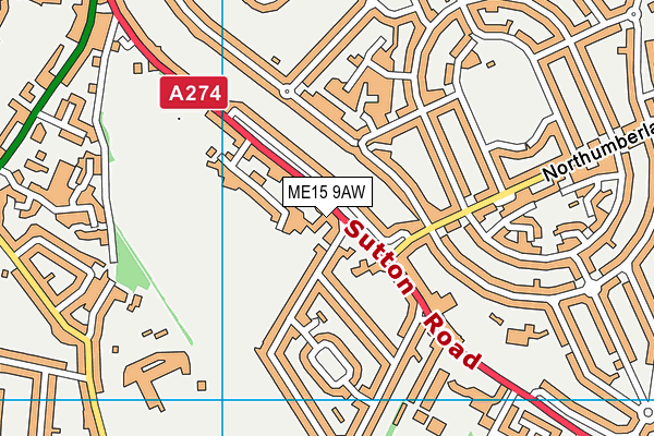 ME15 9AW map - OS VectorMap District (Ordnance Survey)