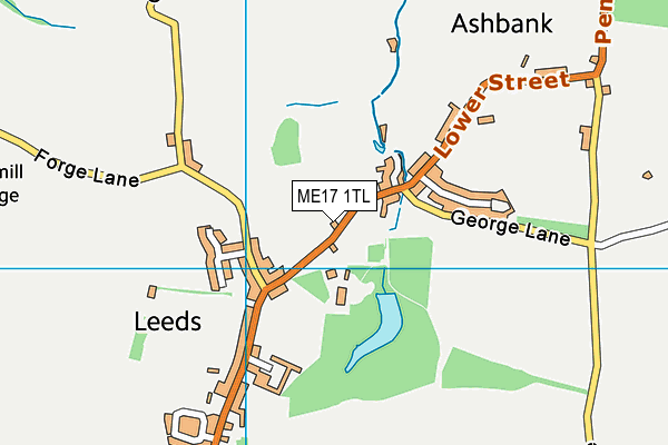 Leeds Playing Field map (ME17 1TL) - OS VectorMap District (Ordnance Survey)