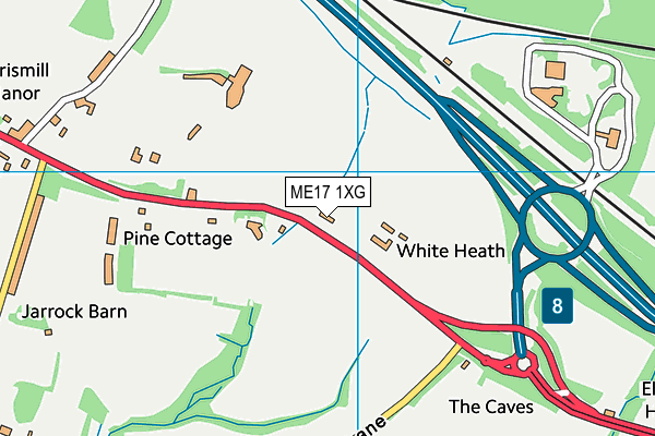 ME17 1XG map - OS VectorMap District (Ordnance Survey)