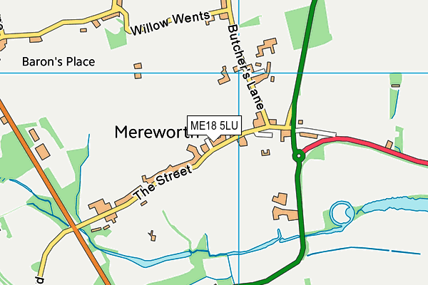 Mereworth Recreation Ground map (ME18 5LU) - OS VectorMap District (Ordnance Survey)