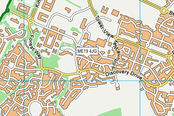 ME19 4JG map - OS VectorMap District (Ordnance Survey)