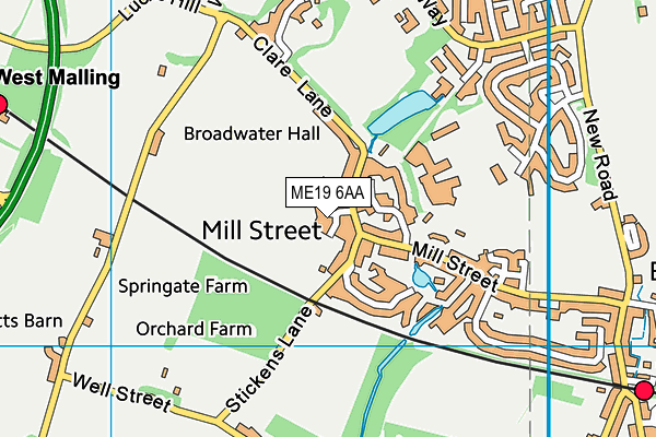 ME19 6AA map - OS VectorMap District (Ordnance Survey)