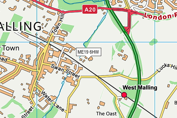 ME19 6HW map - OS VectorMap District (Ordnance Survey)