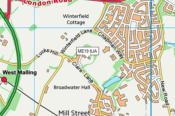 ME19 6JA map - OS VectorMap District (Ordnance Survey)