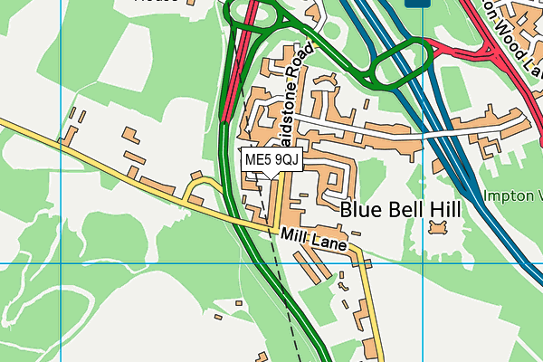 Blue Bell Hill Recreation Ground map (ME5 9QJ) - OS VectorMap District (Ordnance Survey)