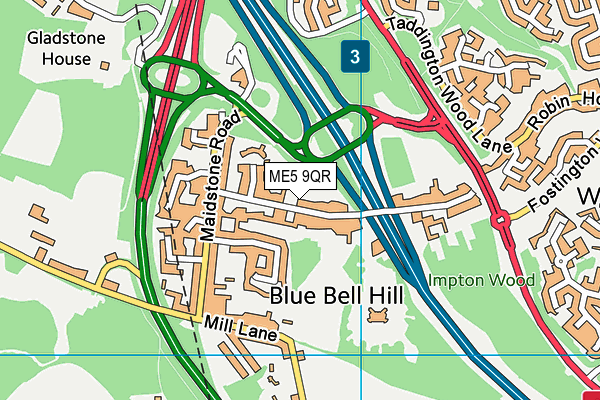 Blue Bell Village Hall map (ME5 9QR) - OS VectorMap District (Ordnance Survey)