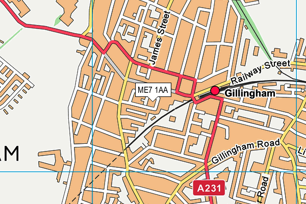 ME7 1AA map - OS VectorMap District (Ordnance Survey)