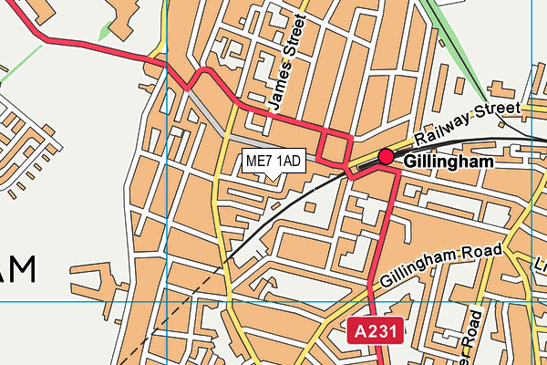 ME7 1AD map - OS VectorMap District (Ordnance Survey)