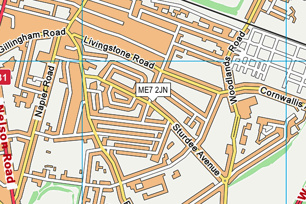 ME7 2JN map - OS VectorMap District (Ordnance Survey)