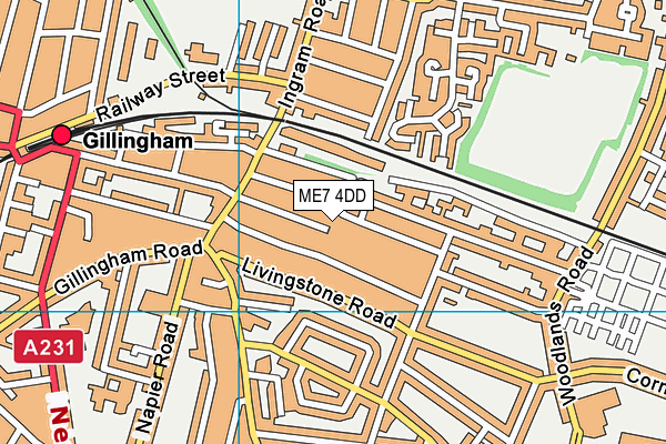 The GFC School map (ME7 4DD) - OS VectorMap District (Ordnance Survey)