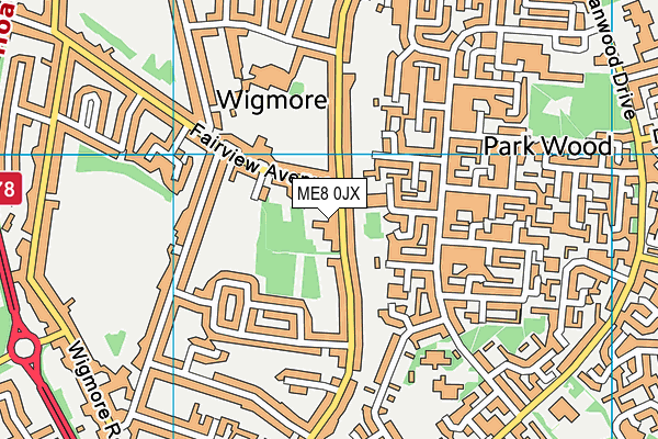 ME8 0JX map - OS VectorMap District (Ordnance Survey)