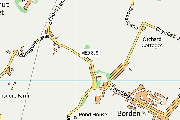 Borden Parish Hall map (ME9 8JS) - OS VectorMap District (Ordnance Survey)