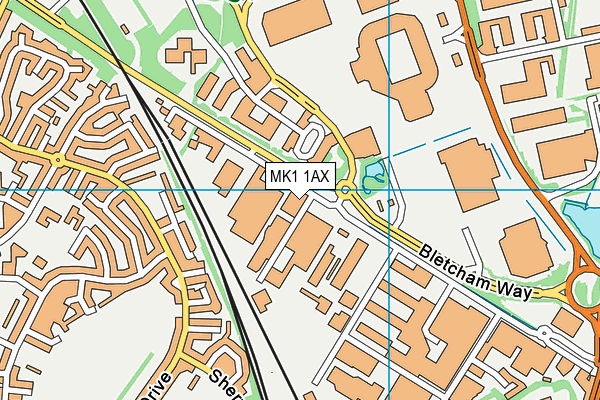 MK1 1AX map - OS VectorMap District (Ordnance Survey)