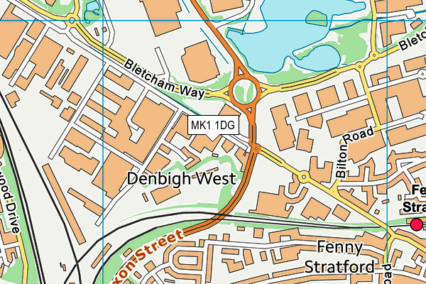 MK1 1DG map - OS VectorMap District (Ordnance Survey)