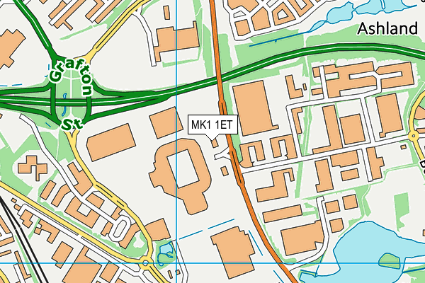 MK1 1ET map - OS VectorMap District (Ordnance Survey)