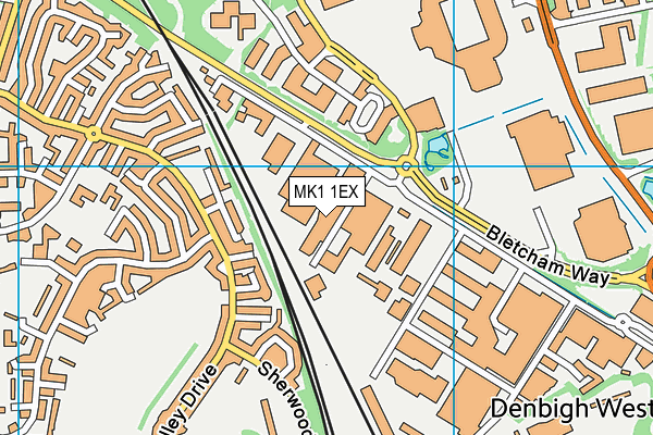 MK1 1EX map - OS VectorMap District (Ordnance Survey)