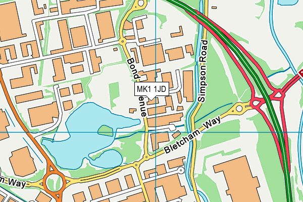 MK1 1JD map - OS VectorMap District (Ordnance Survey)