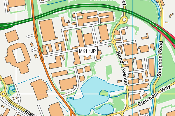 MK1 1JP map - OS VectorMap District (Ordnance Survey)