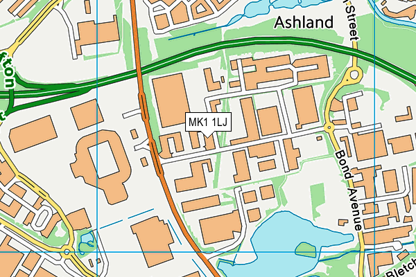 MK1 1LJ map - OS VectorMap District (Ordnance Survey)