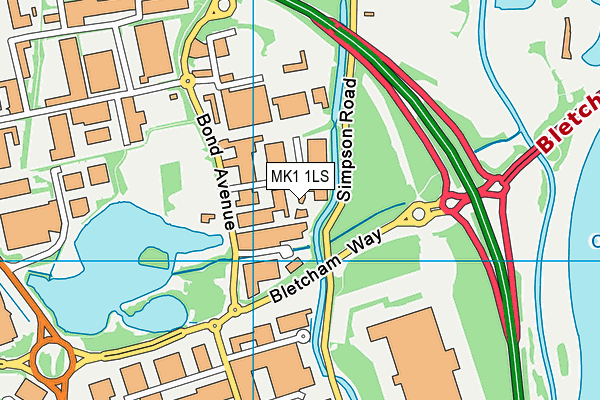 MK1 1LS map - OS VectorMap District (Ordnance Survey)