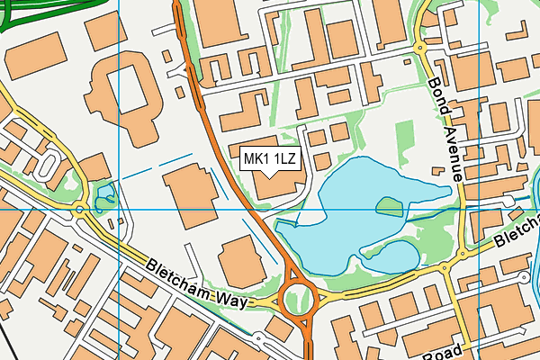 MK1 1LZ map - OS VectorMap District (Ordnance Survey)
