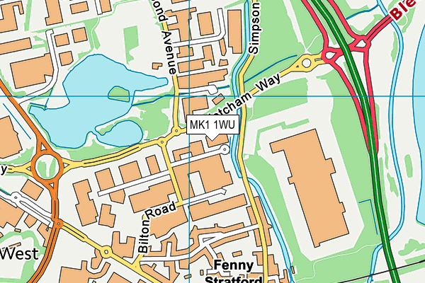 MK1 1WU map - OS VectorMap District (Ordnance Survey)