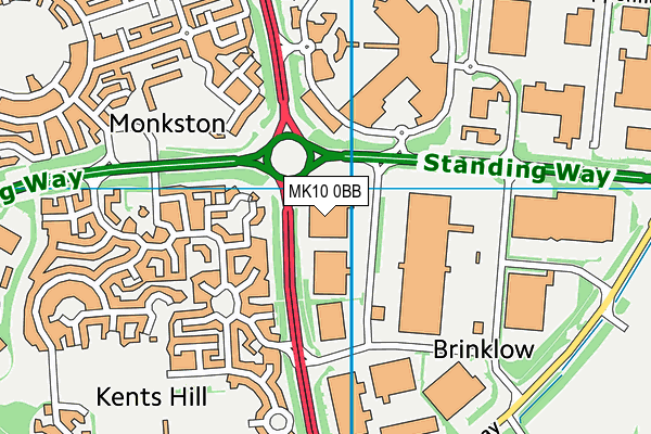 MK10 0BB map - OS VectorMap District (Ordnance Survey)