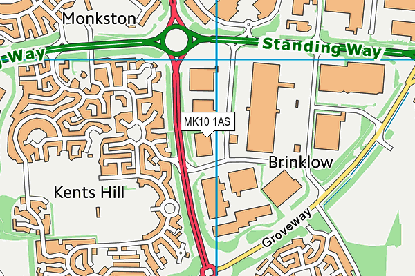 MK10 1AS map - OS VectorMap District (Ordnance Survey)