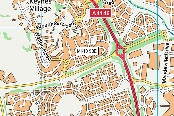 MK10 9BE map - OS VectorMap District (Ordnance Survey)