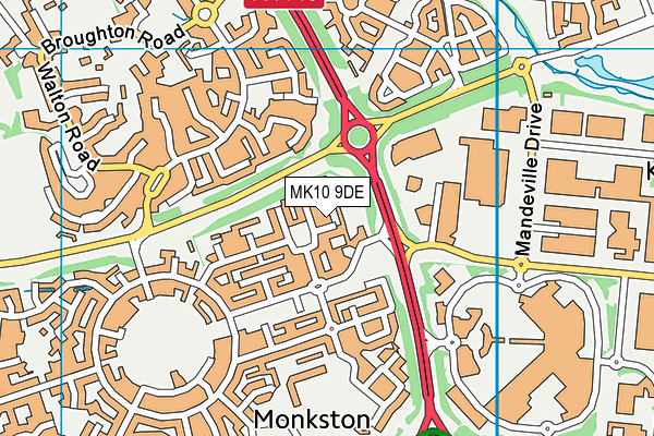 MK10 9DE map - OS VectorMap District (Ordnance Survey)