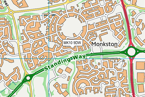 MK10 9DW map - OS VectorMap District (Ordnance Survey)