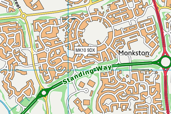 MK10 9DX map - OS VectorMap District (Ordnance Survey)