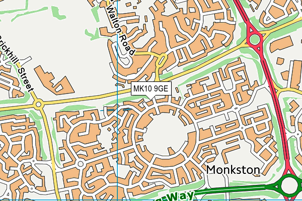 MK10 9GE map - OS VectorMap District (Ordnance Survey)