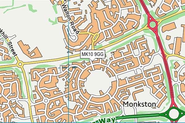 MK10 9GG map - OS VectorMap District (Ordnance Survey)