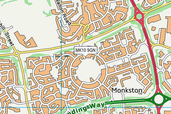 MK10 9GN map - OS VectorMap District (Ordnance Survey)