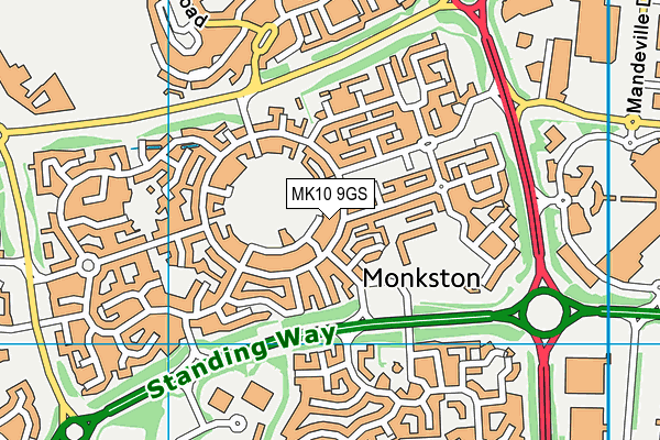 MK10 9GS map - OS VectorMap District (Ordnance Survey)