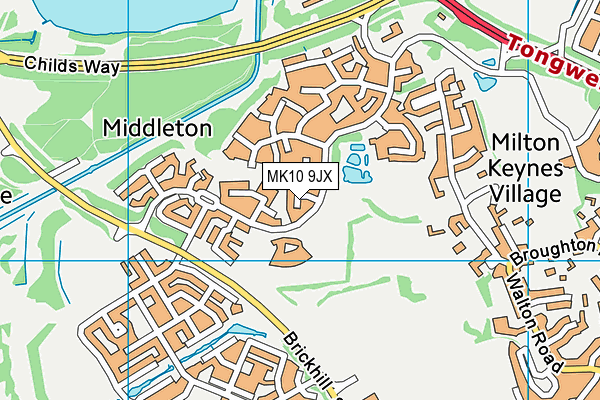 MK10 9JX map - OS VectorMap District (Ordnance Survey)