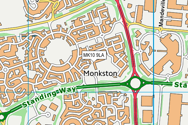 Monkston Primary School map (MK10 9LA) - OS VectorMap District (Ordnance Survey)