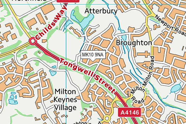 MK10 9NA map - OS VectorMap District (Ordnance Survey)