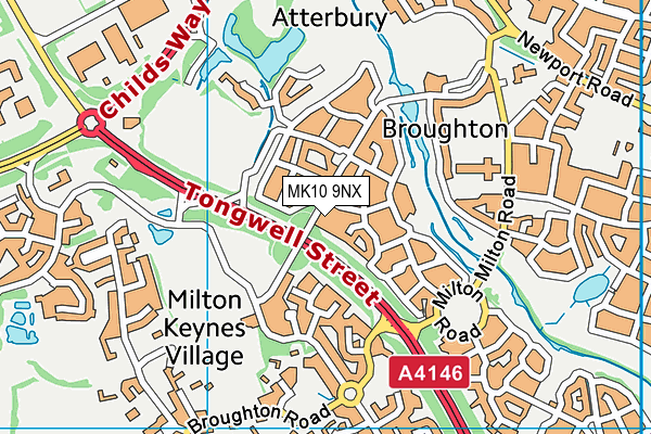 MK10 9NX map - OS VectorMap District (Ordnance Survey)