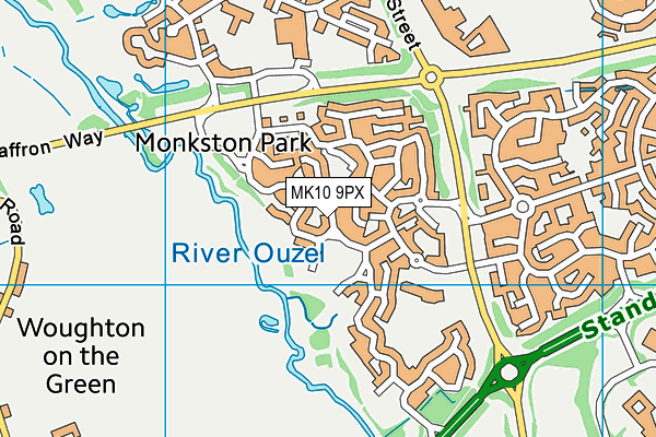 MK10 9PX map - OS VectorMap District (Ordnance Survey)